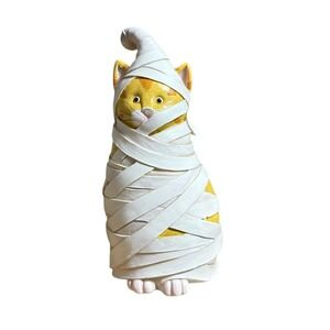 Mummy cat decor Halloween figurine cute‎ spring tail orange tabby cat